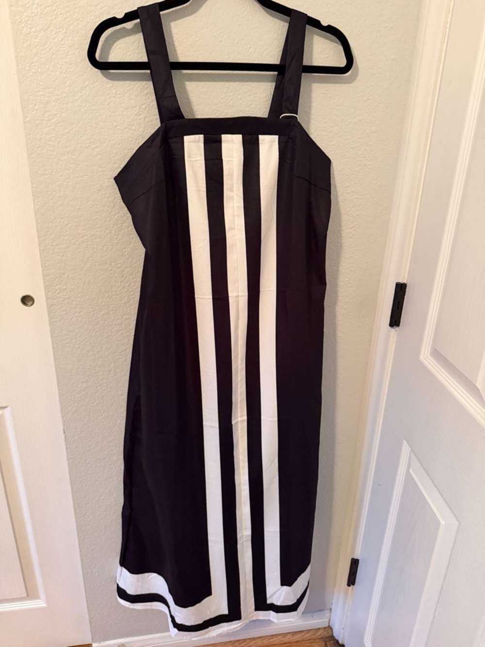Black Maxi Dress with White Vertical Stripe Detail